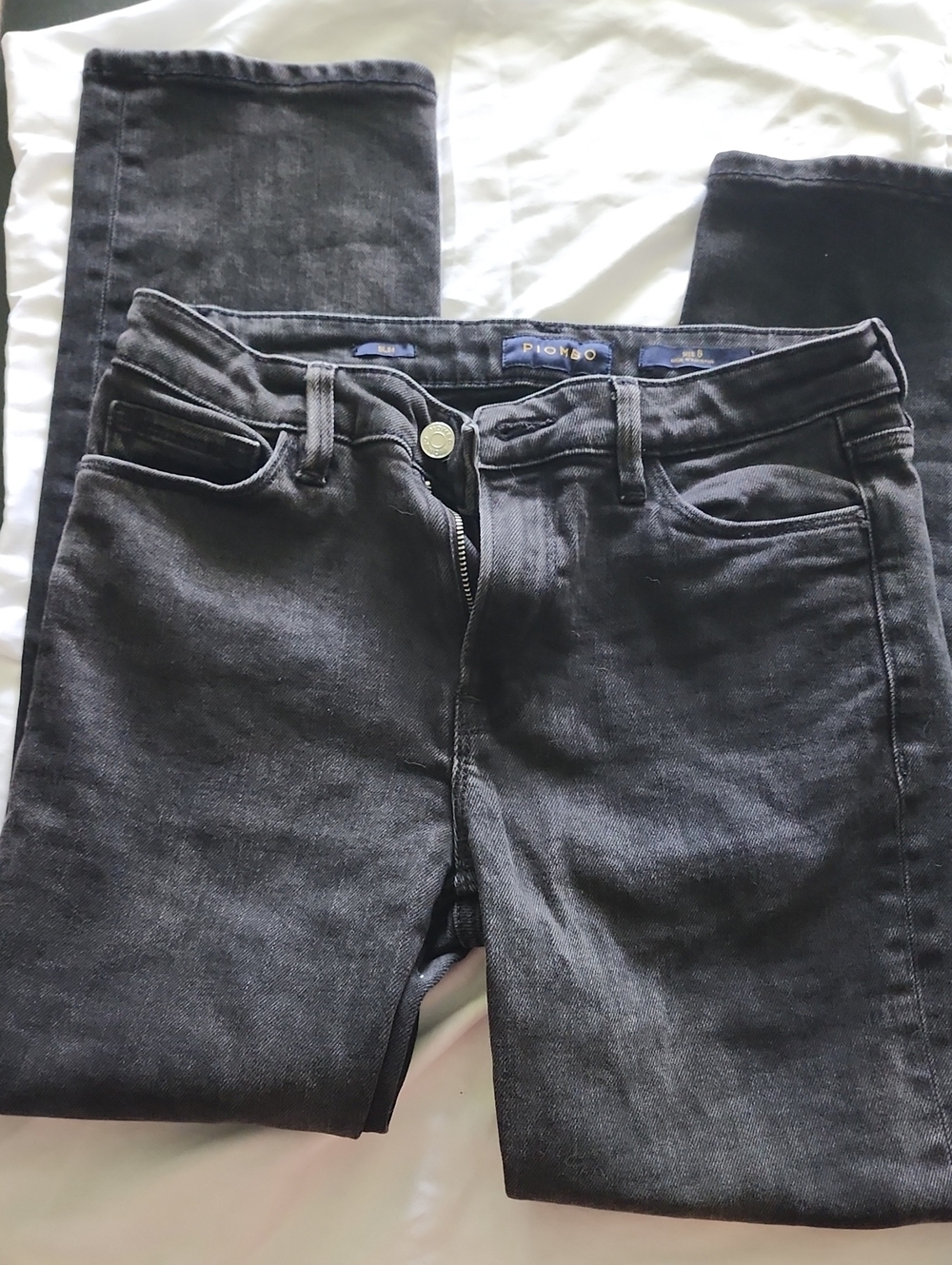 Piombo Faded Black Denim Slim Fit Jeans High Waist Charcoal Gray Women's Size 6